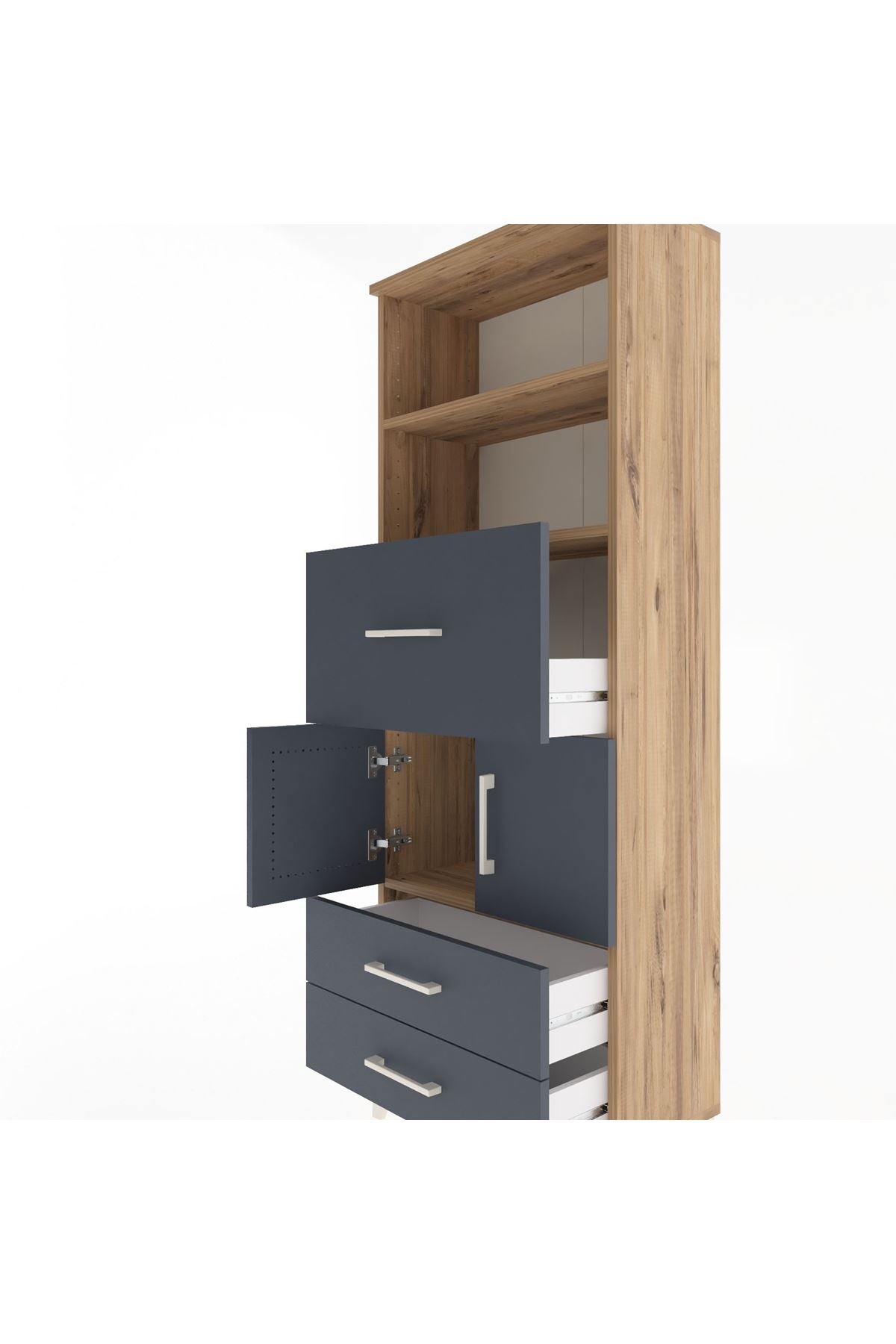 Arges Dolap 3 Raflı 3 Çekmeceli 2 Kapaklı 60x30x163 - S20M048V8A