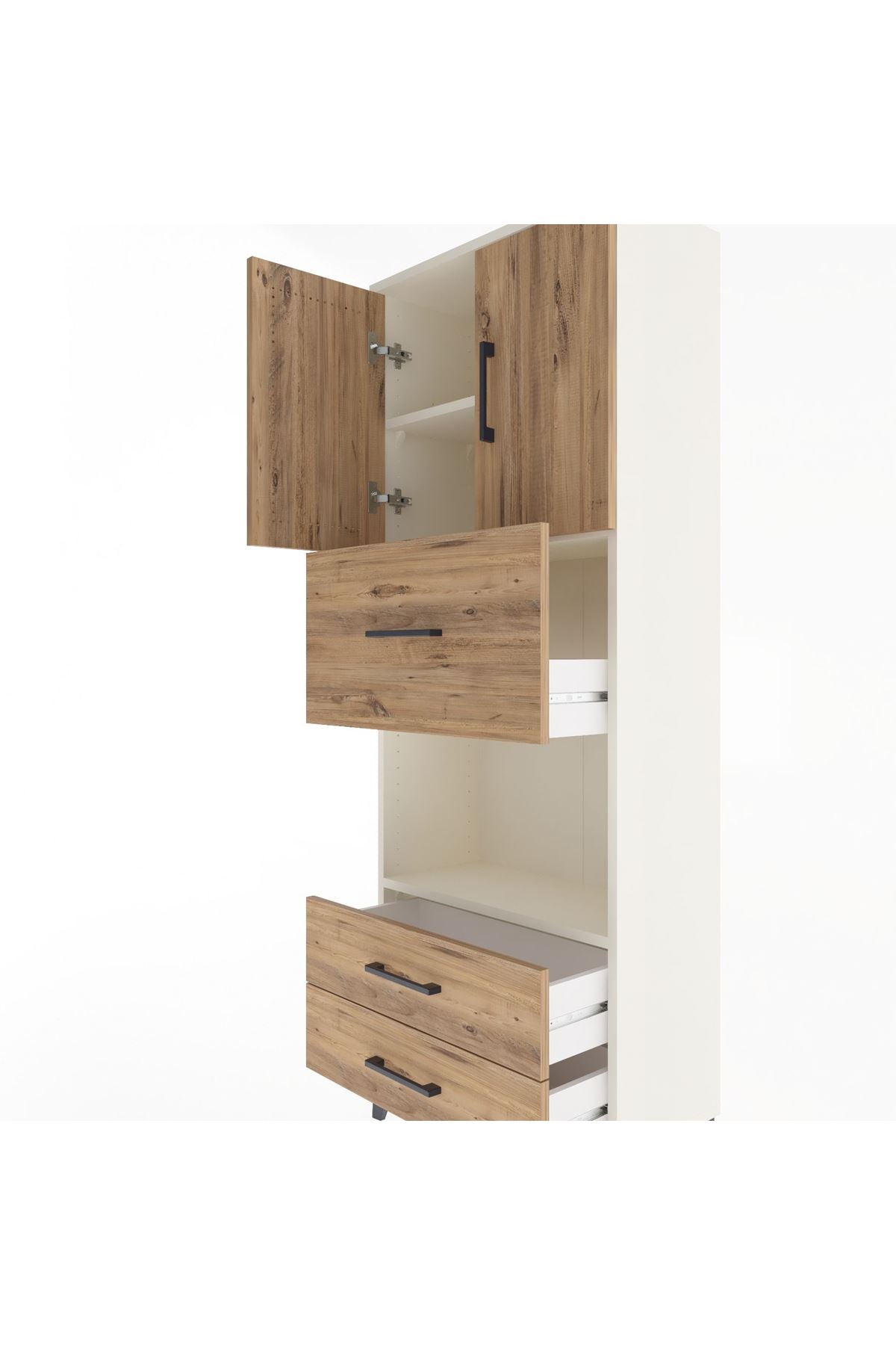 Arges Dolap 3 Raflı 3 Çekmeceli 2 Kapaklı 60x30x163 - S20M049V3A