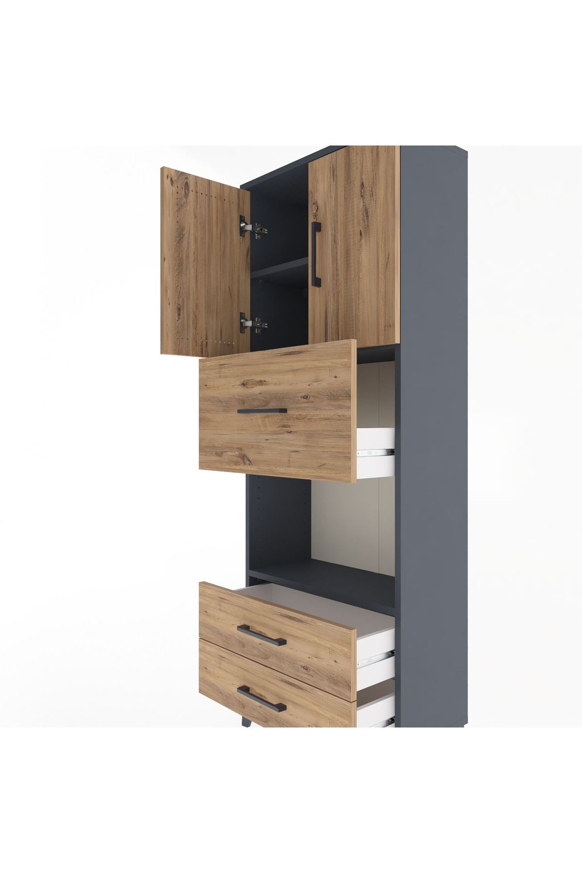 Arges Dolap 3 Raflı 3 Çekmeceli 2 Kapaklı 60x30x163 - S20M049V6A