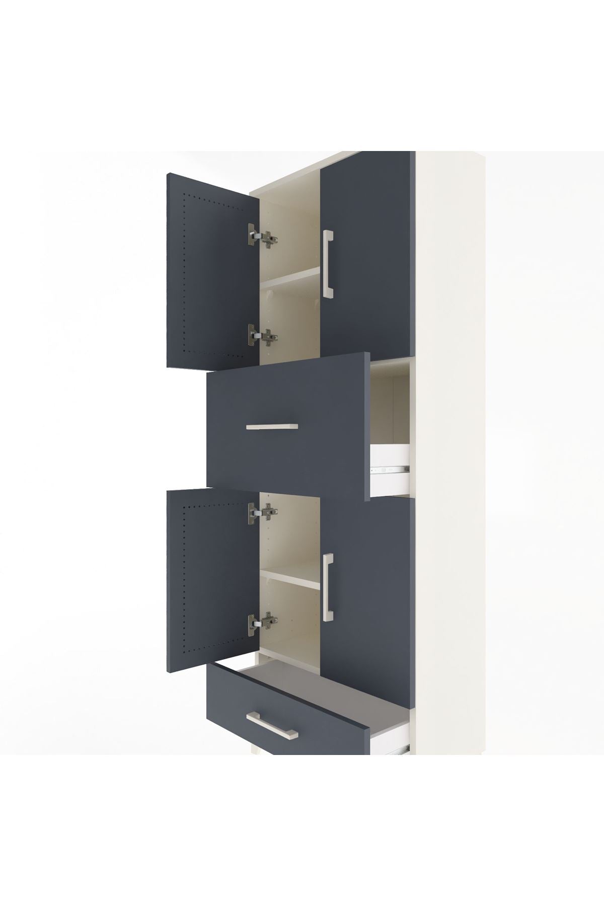Arges Dolap 4 Raflı 2 Çekmeceli 4 Kapaklı 60x30x163 - S20M051V2A