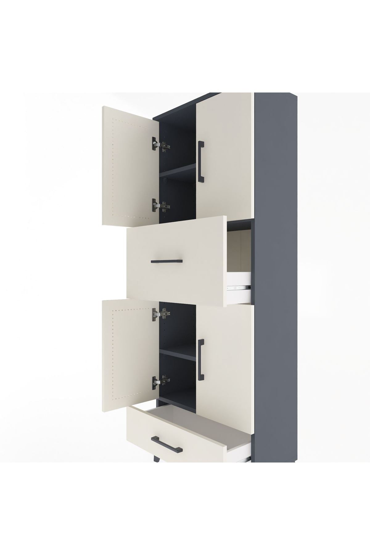 Arges Dolap 4 Raflı 2 Çekmeceli 4 Kapaklı 60x30x163 - S20M051V4A