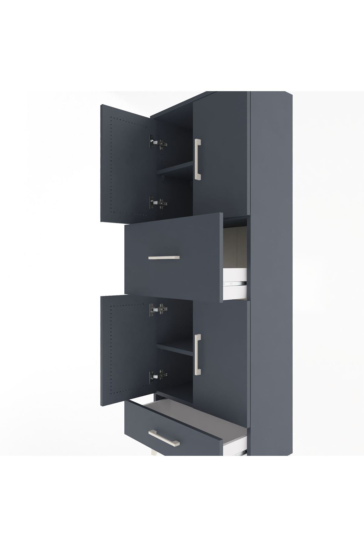 Arges Dolap 4 Raflı 2 Çekmeceli 4 Kapaklı 60x30x163 - S20M051V5A