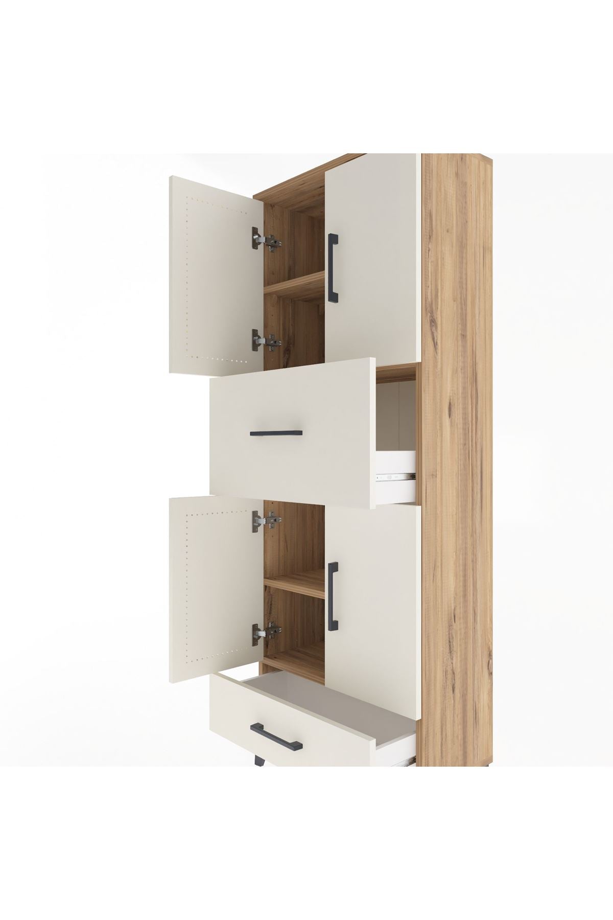 Arges Dolap 4 Raflı 2 Çekmeceli 4 Kapaklı 60x30x163 - S20M051V7A