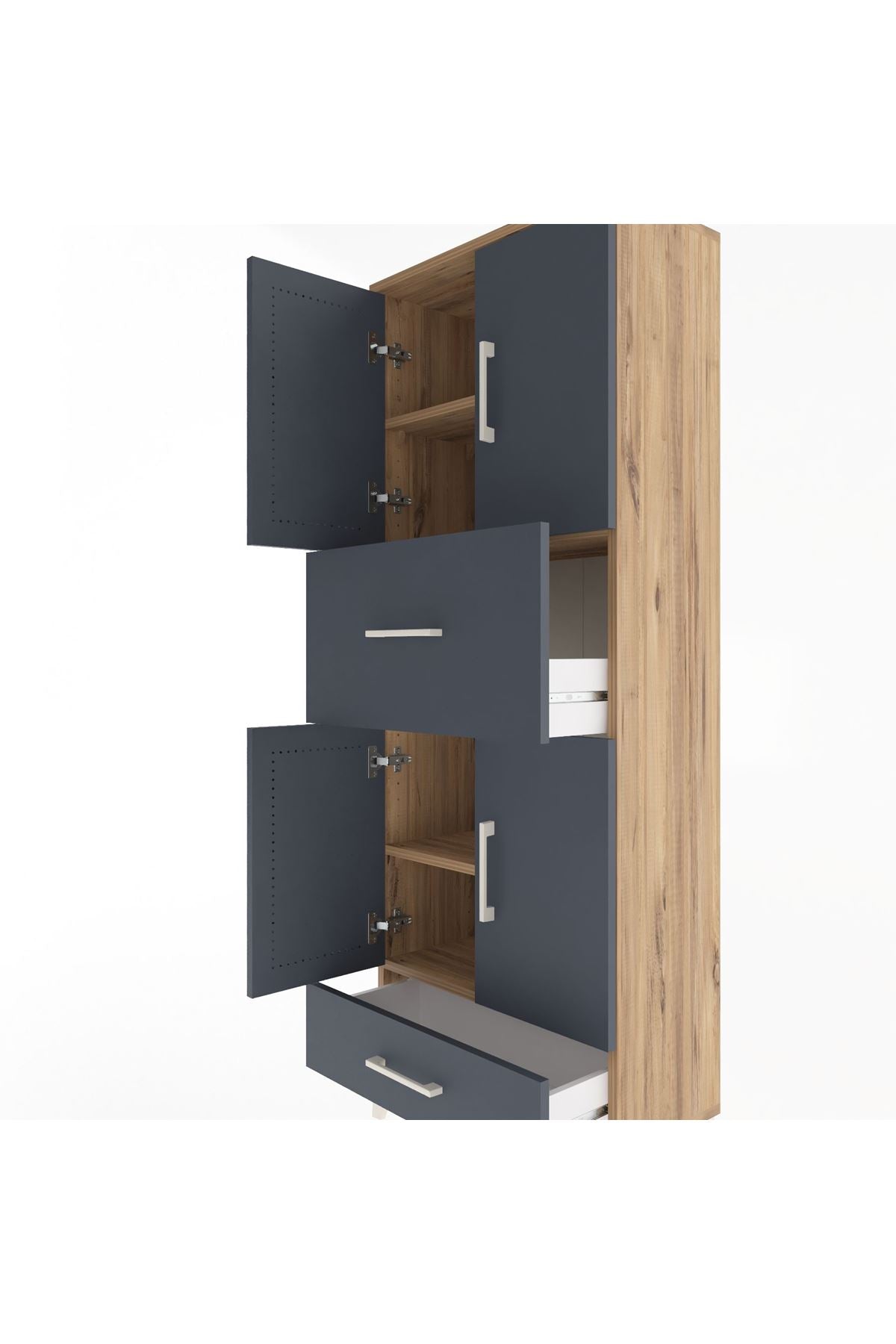 Arges Dolap 4 Raflı 2 Çekmeceli 4 Kapaklı 60x30x163 - S20M051V8A
