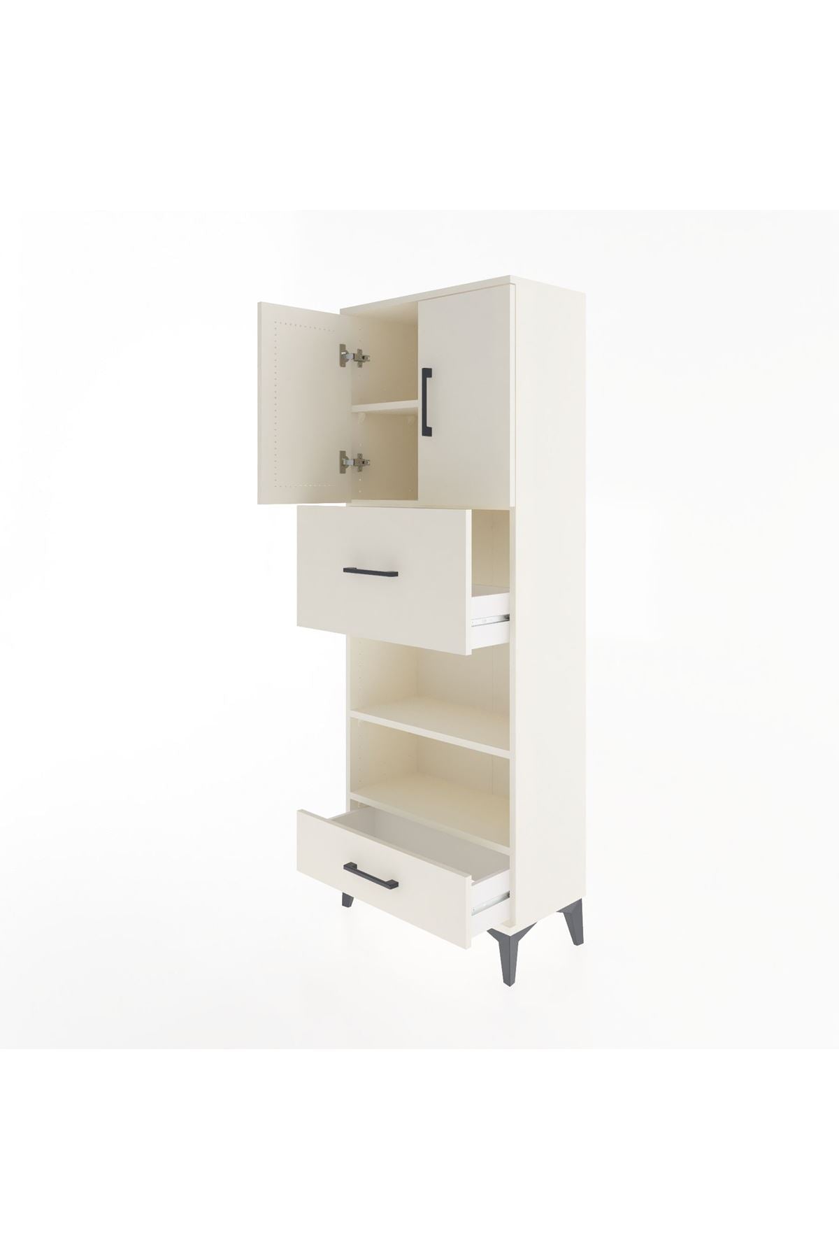 Arges Dolap 4 Raflı 2 Çekmeceli 2 Kapaklı 60x30x163 - S20M053V1A