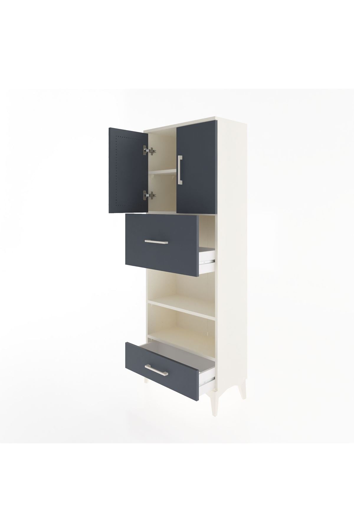 Arges Dolap 4 Raflı 2 Çekmeceli 2 Kapaklı 60x30x163 - S20M053V2A
