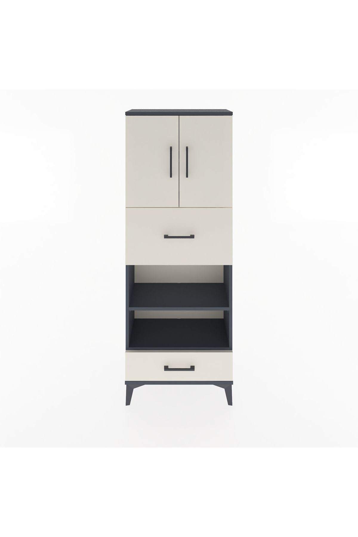 Arges Dolap 4 Raflı 2 Çekmeceli 2 Kapaklı 60x30x163 - S20M053V4A