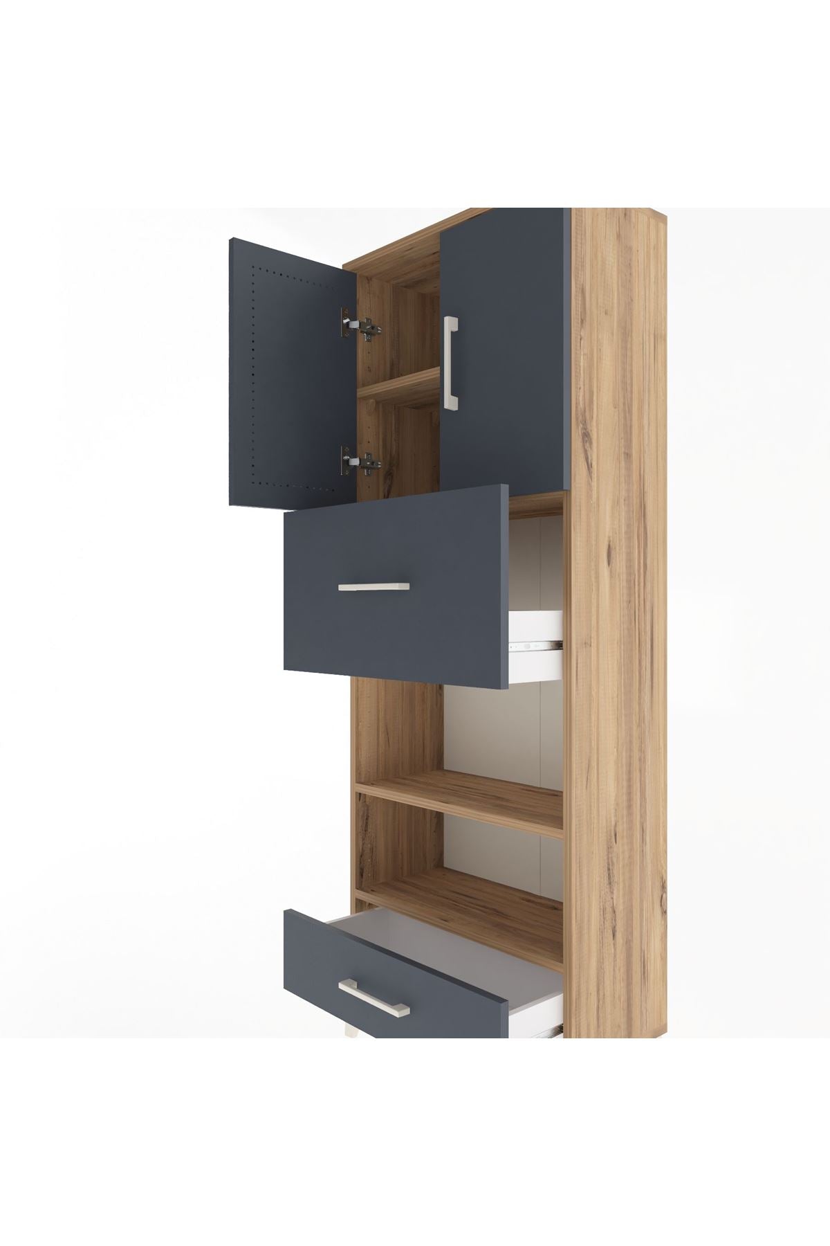 Arges Dolap 4 Raflı 2 Çekmeceli 2 Kapaklı 60x30x163 - S20M053V8A
