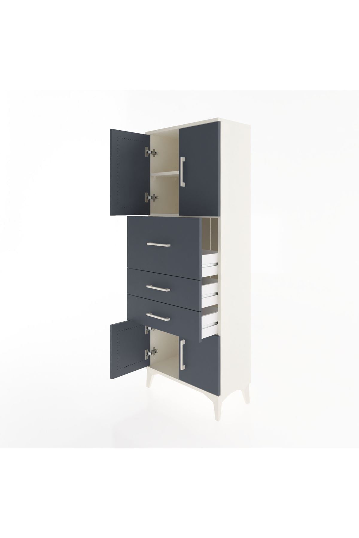 Arges Dolap 2 Raflı 3 Çekmeceli 4 Kapaklı 60x30x163 - S20M055V2A