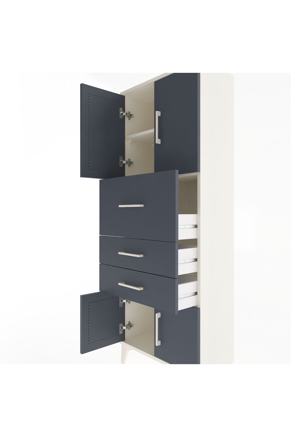 Arges Dolap 2 Raflı 3 Çekmeceli 4 Kapaklı 60x30x163 - S20M055V2A