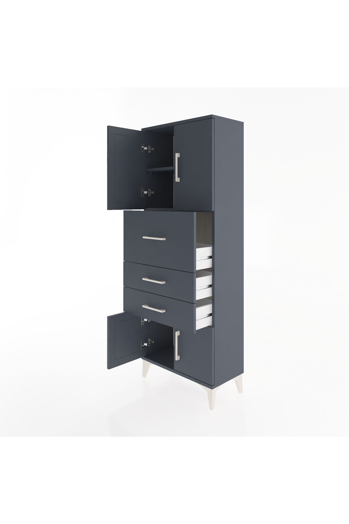 Arges Dolap 2 Raflı 3 Çekmeceli 4 Kapaklı 60x30x163 - S20M055V5A