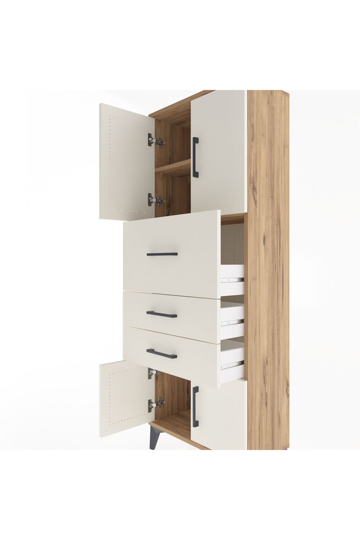 Arges Dolap 2 Raflı 3 Çekmeceli 4 Kapaklı 60x30x163 - S20M055V7A