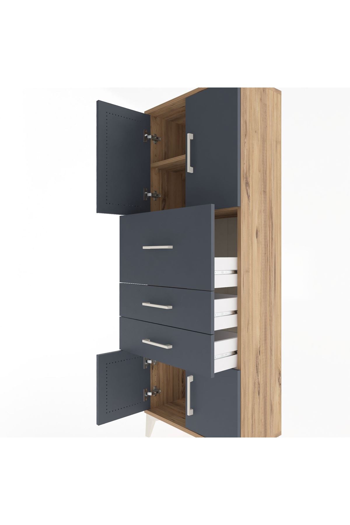 Arges Dolap 2 Raflı 3 Çekmeceli 4 Kapaklı 60x30x163 - S20M055V8A