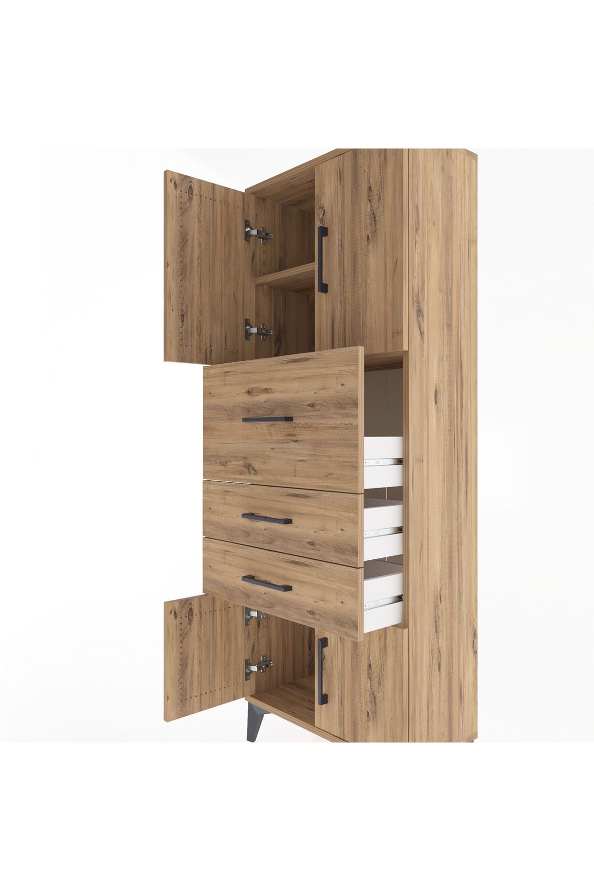 Arges Dolap 2 Raflı 3 Çekmeceli 4 Kapaklı 60x30x163 - S20M055V9A