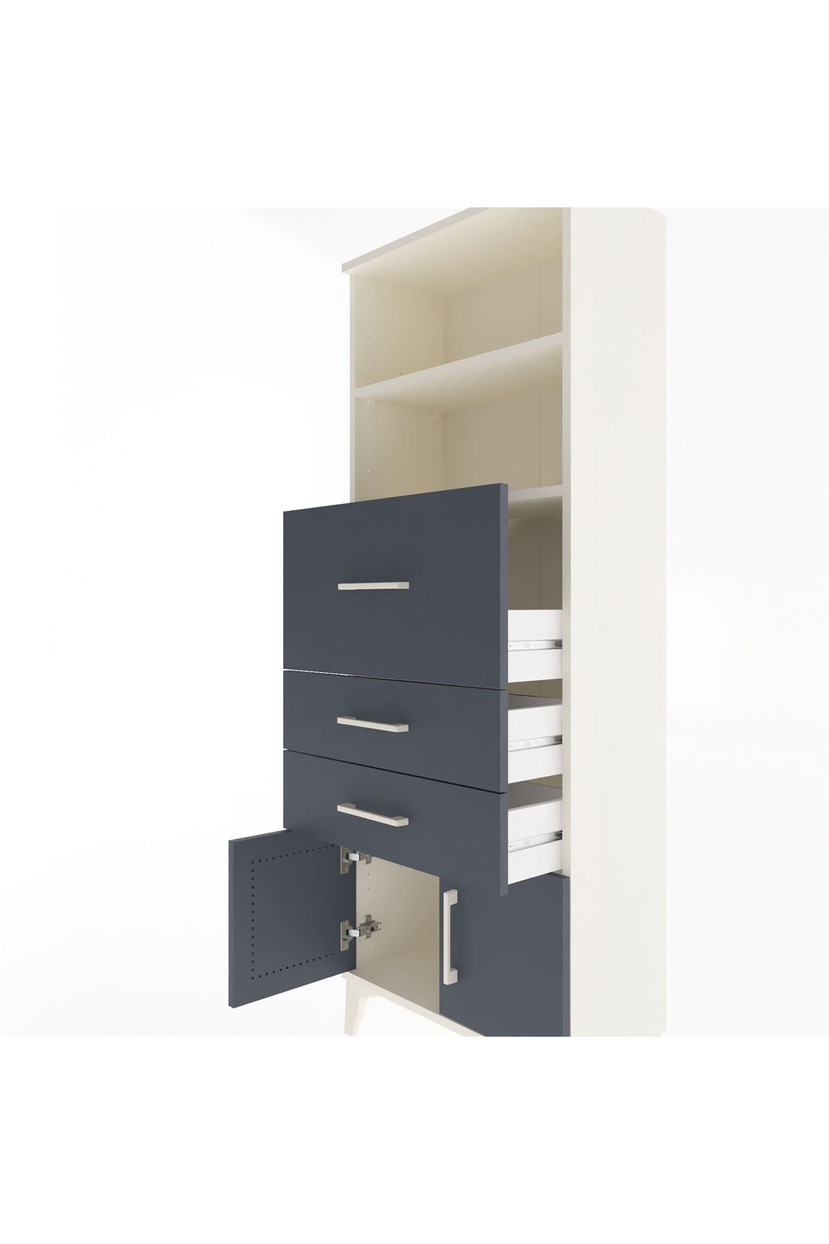Arges Dolap 2 Raflı 3 Çekmeceli 2 Kapaklı 60x30x163 - S20M056V2A