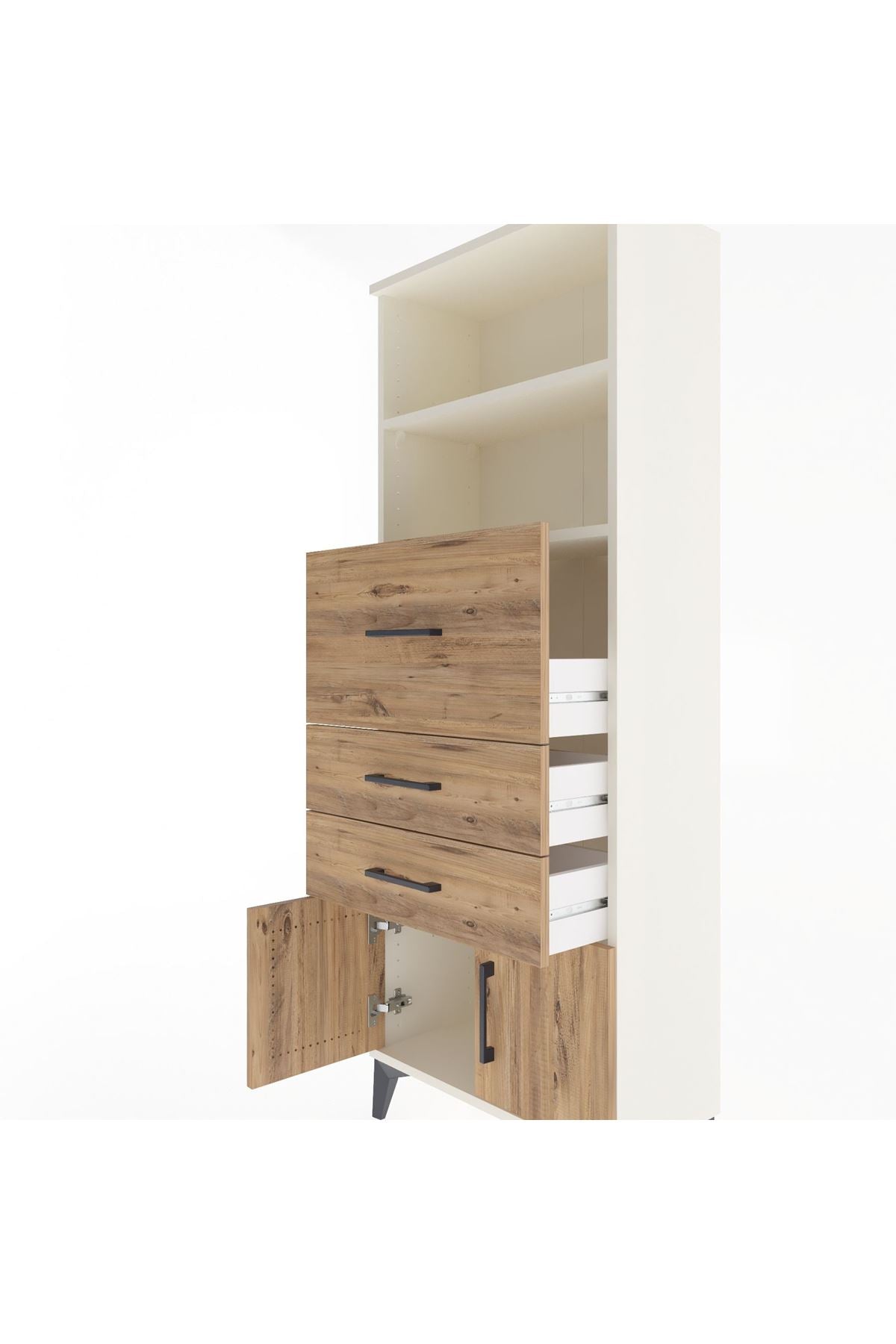 Arges Dolap 2 Raflı 3 Çekmeceli 2 Kapaklı 60x30x163 - S20M056V3A