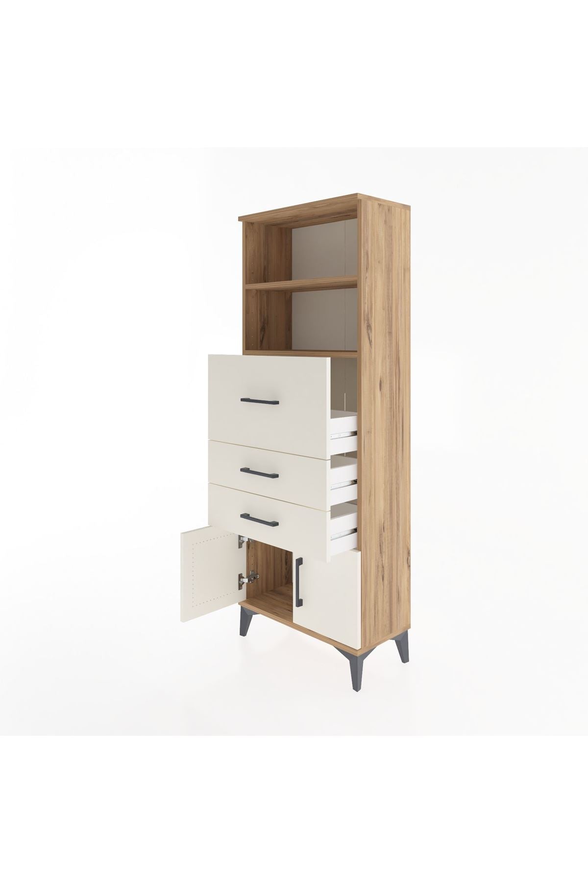 Arges Dolap 2 Raflı 3 Çekmeceli 2 Kapaklı 60x30x163 - S20M056V7A