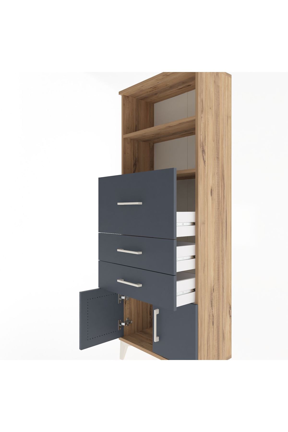 Arges Dolap 2 Raflı 3 Çekmeceli 2 Kapaklı 60x30x163 - S20M056V8A