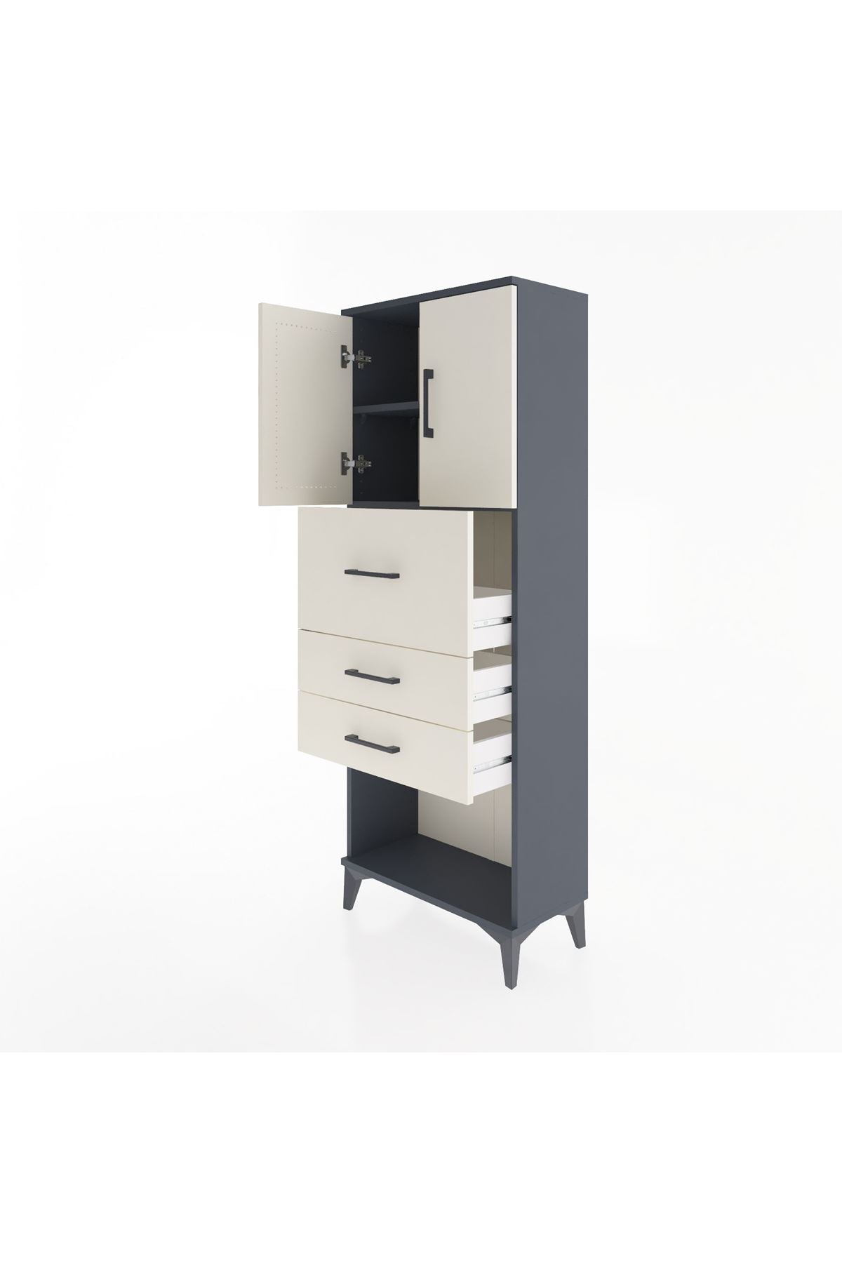 Arges Dolap 2 Raflı 3 Çekmeceli 2 Kapaklı 60x30x163 - S20M057V4A