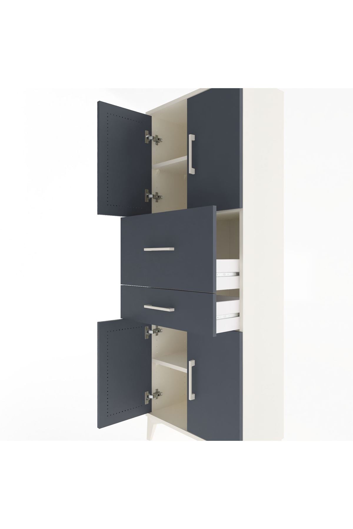 Arges Dolap 3 Raflı 2 Çekmeceli 4 Kapaklı 60x30x163 - S20M059V2A