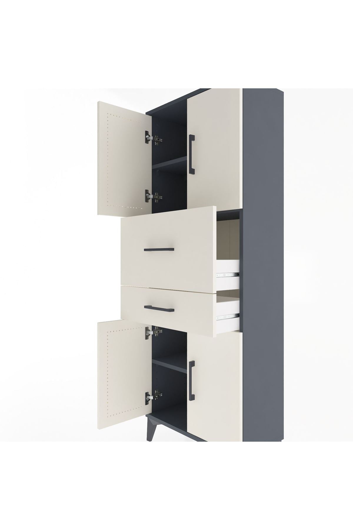 Arges Dolap 3 Raflı 2 Çekmeceli 4 Kapaklı 60x30x163 - S20M059V4A