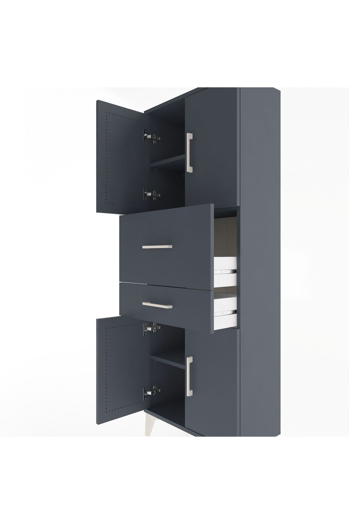 Arges Dolap 3 Raflı 2 Çekmeceli 4 Kapaklı 60x30x163 - S20M059V5A