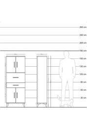 Arges Dolap 3 Raflı 2 Çekmeceli 4 Kapaklı 60x30x163 - S20M059V5A