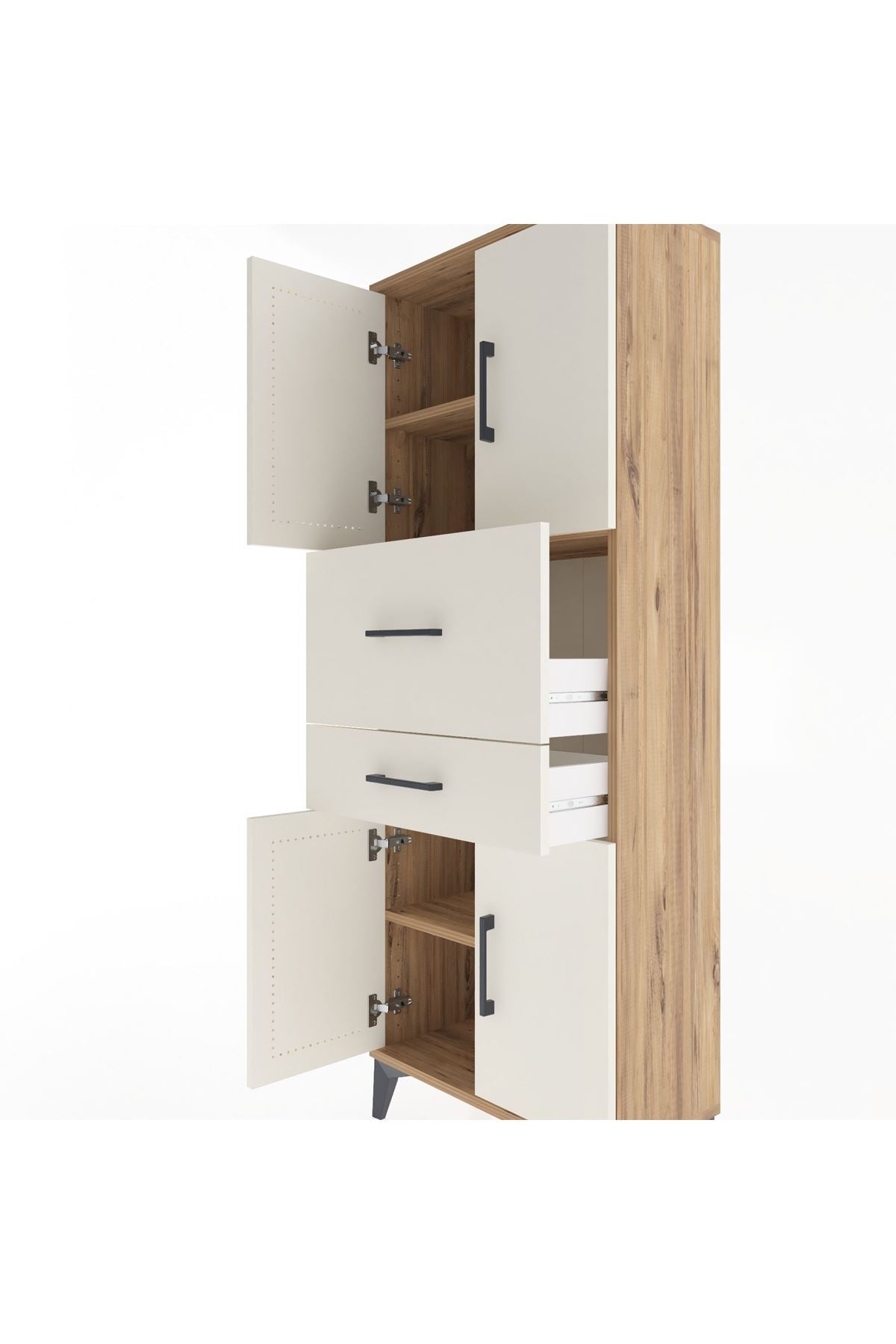 Arges Dolap 3 Raflı 2 Çekmeceli 4 Kapaklı 60x30x163 - S20M059V7A