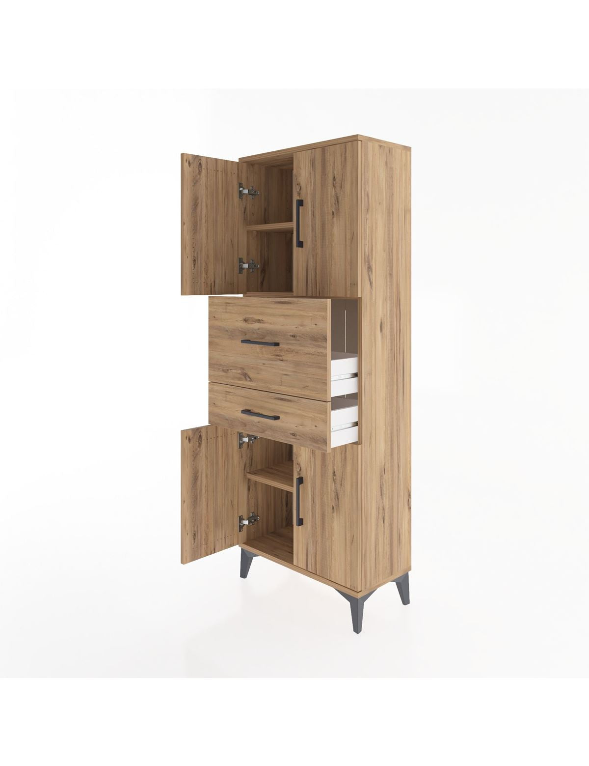 Arges Dolap 3 Raflı 2 Çekmeceli 4 Kapaklı 60x30x163 - S20M059V9A