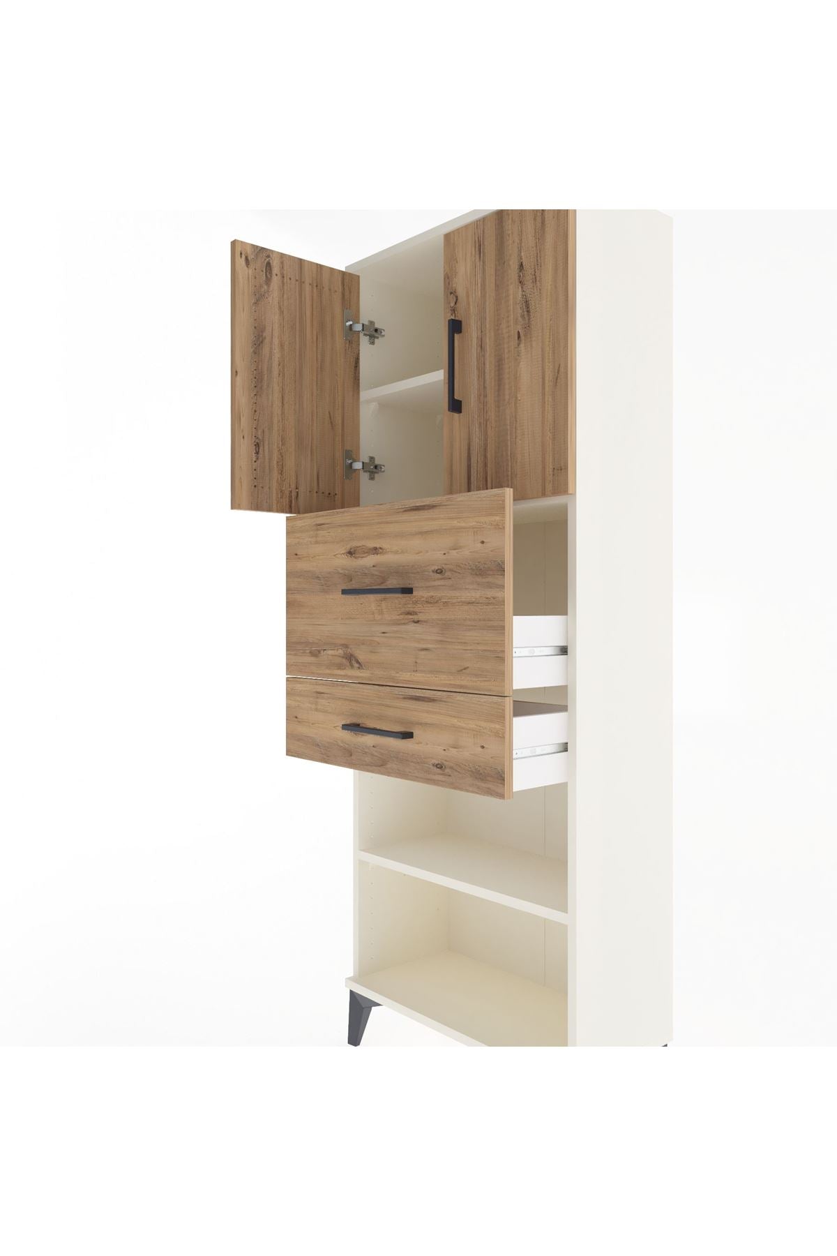 Arges Dolap 3 Raflı 2 Çekmeceli 2 Kapaklı 60x30x163 - S20M061V3A