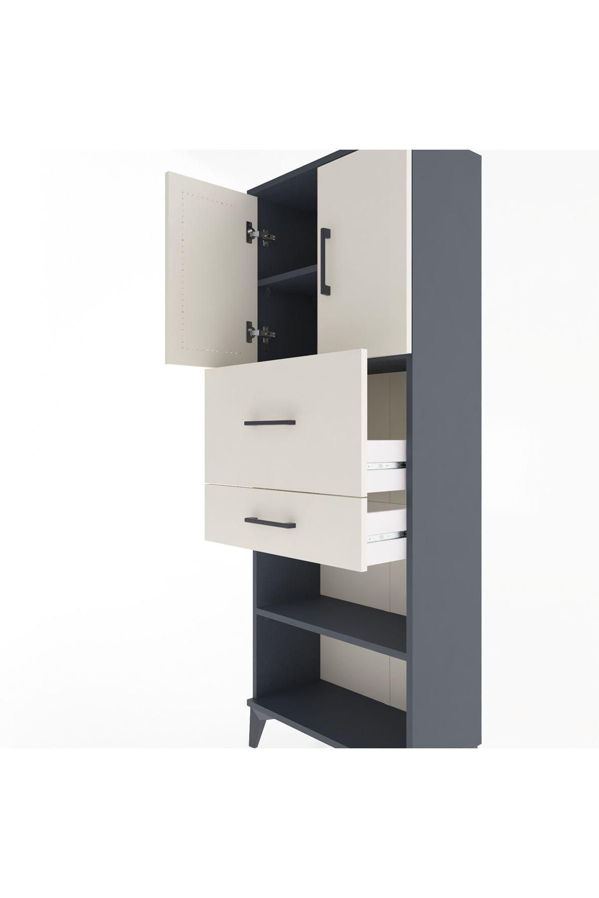 Arges Dolap 3 Raflı 2 Çekmeceli 2 Kapaklı 60x30x163 - S20M061V4A