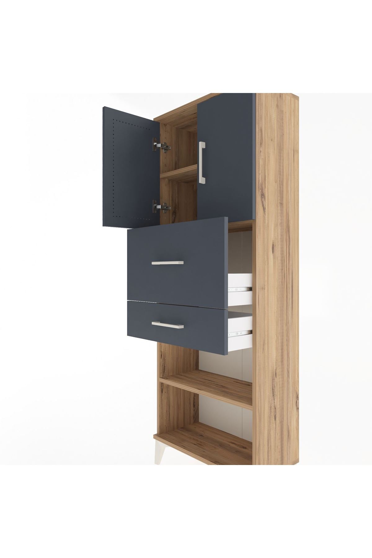 Arges Dolap 3 Raflı 2 Çekmeceli 2 Kapaklı 60x30x163 - S20M061V8A