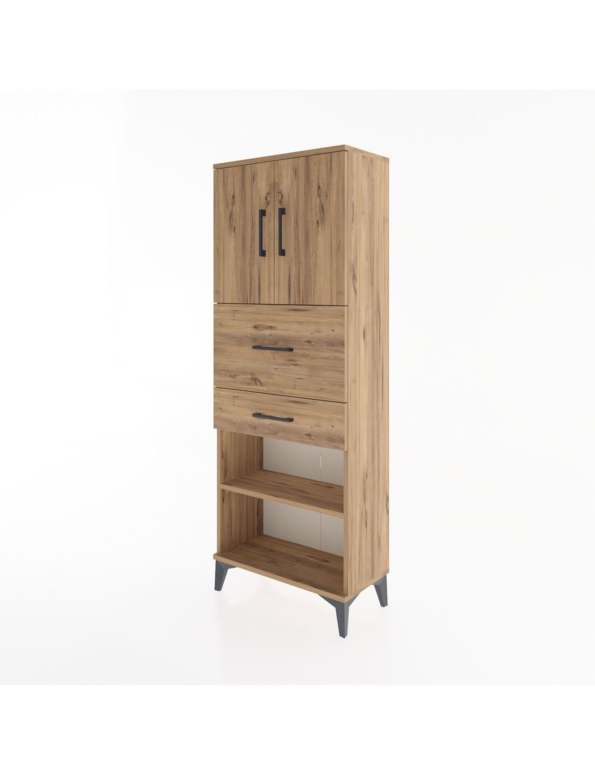 Arges Dolap 3 Raflı 2 Çekmeceli 2 Kapaklı 60x30x163 - S20M061V9A