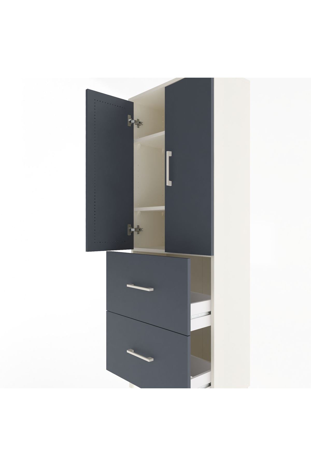 Arges Dolap 3 Raflı 2 Çekmeceli 2 Kapaklı 60x30x163 - S20M063V2A