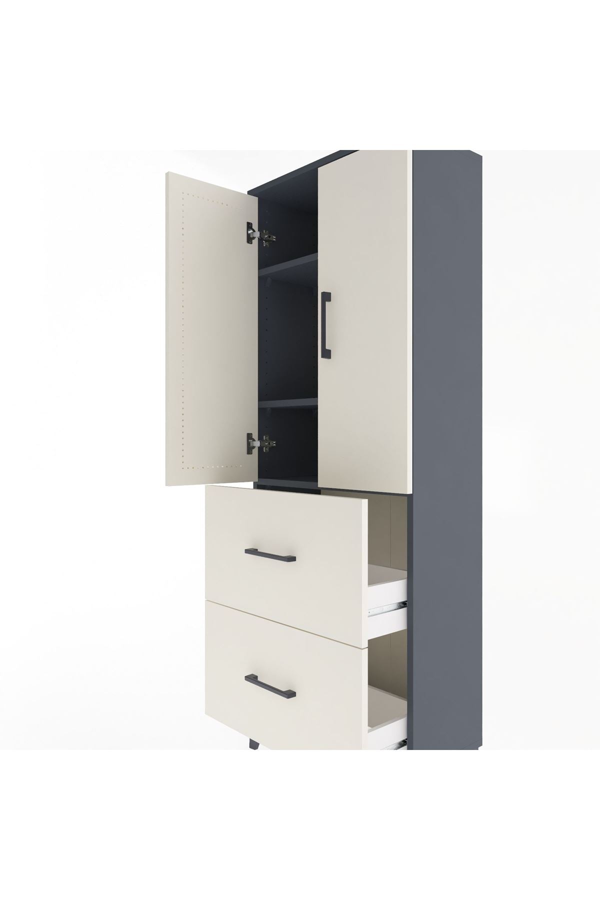 Arges Dolap 3 Raflı 2 Çekmeceli 2 Kapaklı 60x30x163 - S20M063V4A
