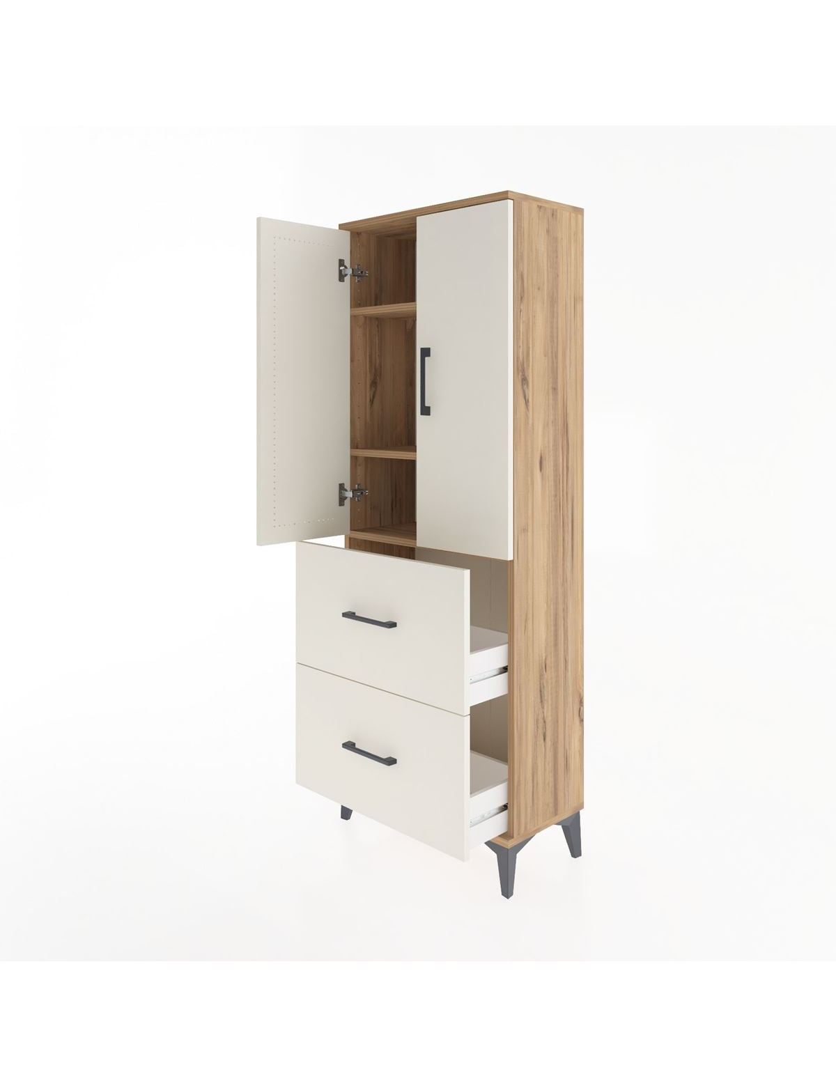 Arges Dolap 3 Raflı 2 Çekmeceli 2 Kapaklı 60x30x163 - S20M063V7A