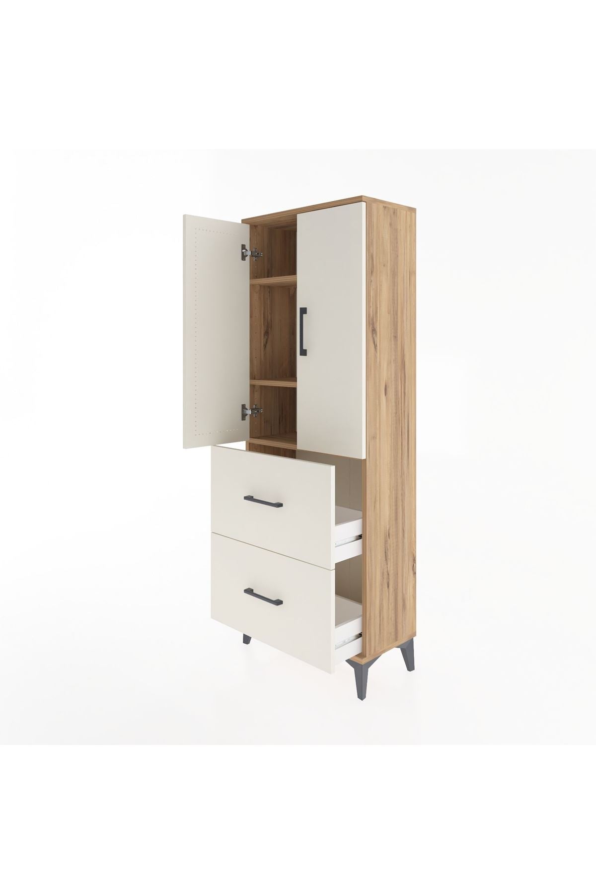 Arges Dolap 3 Raflı 2 Çekmeceli 2 Kapaklı 60x30x163 - S20M063V7A
