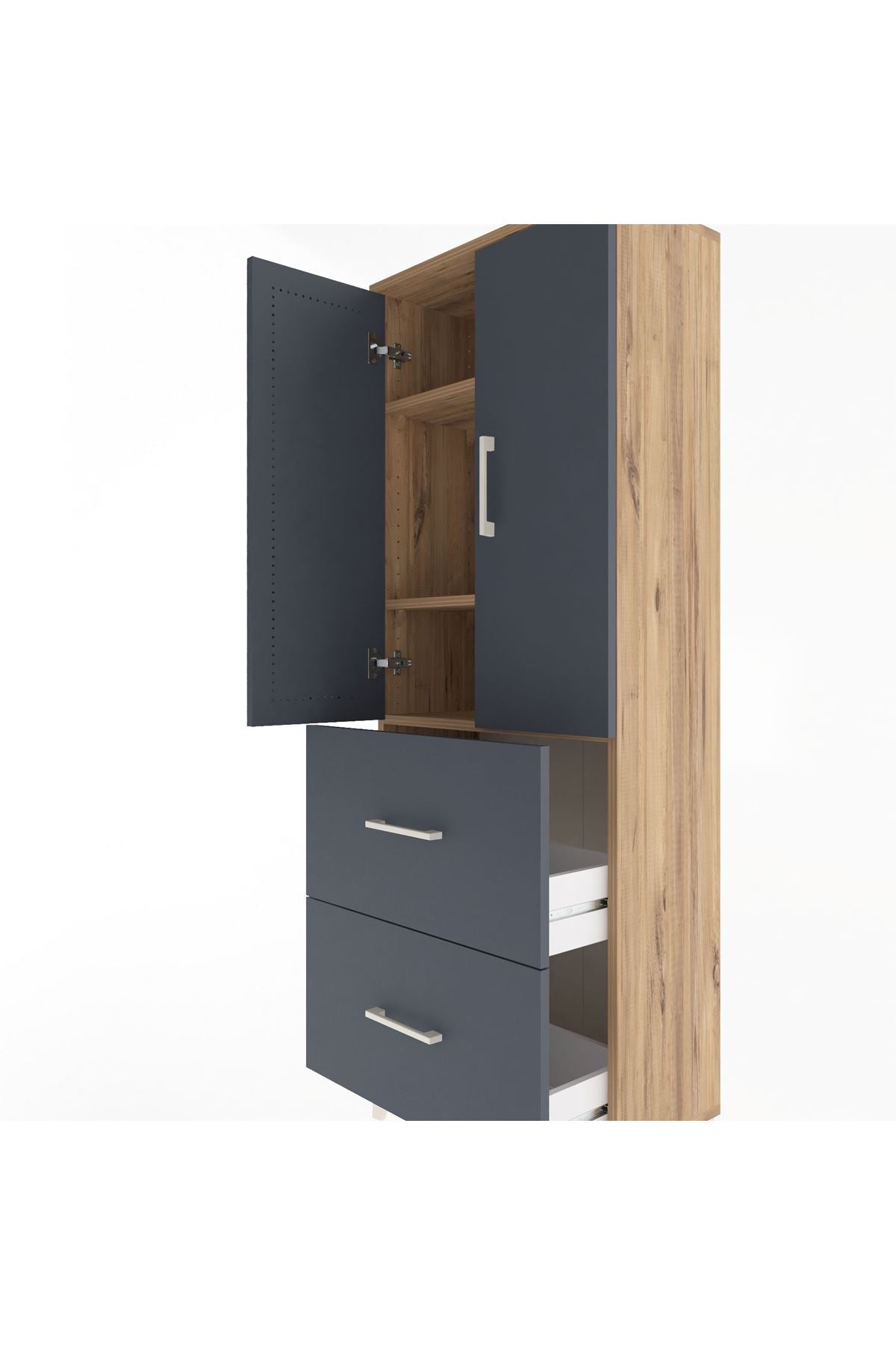 Arges Dolap 3 Raflı 2 Çekmeceli 2 Kapaklı 60x30x163 - S20M063V8A