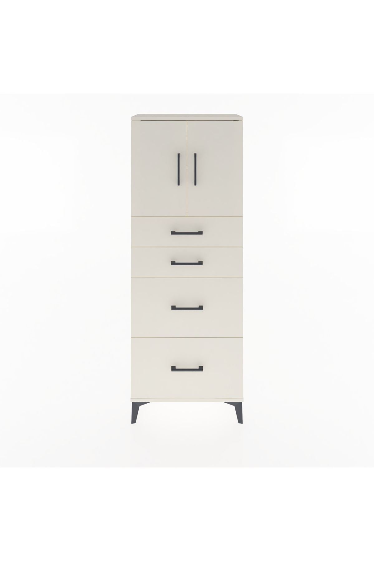 Arges Dolap 2 Raflı 4 Çekmeceli 2 Kapaklı 60x30x163 - S20M065V1A