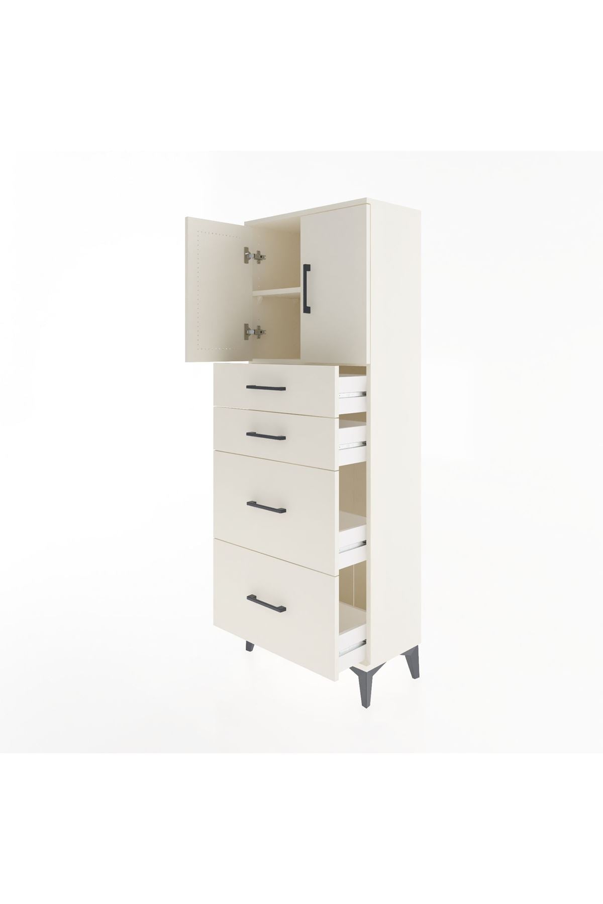 Arges Dolap 2 Raflı 4 Çekmeceli 2 Kapaklı 60x30x163 - S20M065V1A