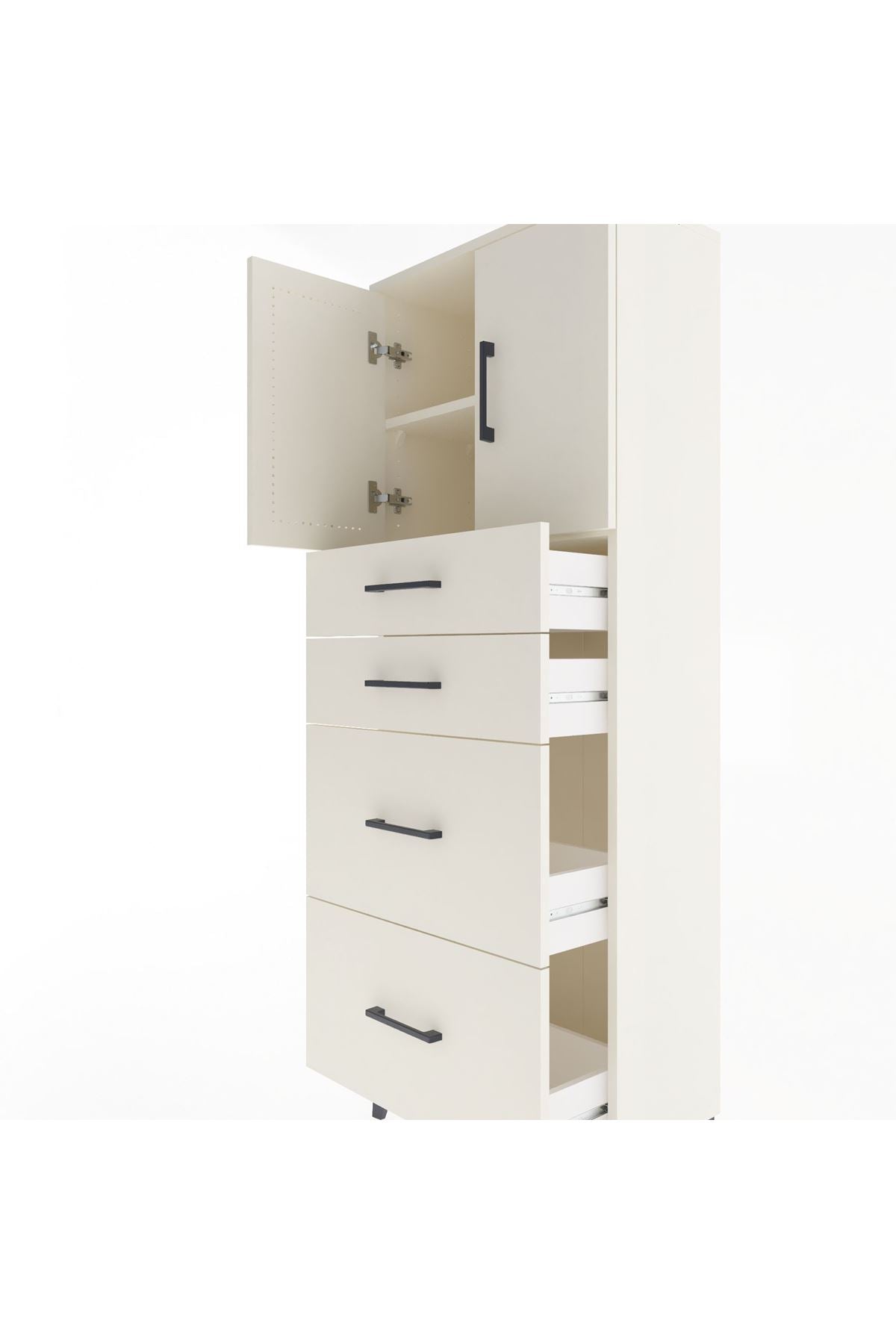 Arges Dolap 2 Raflı 4 Çekmeceli 2 Kapaklı 60x30x163 - S20M065V1A