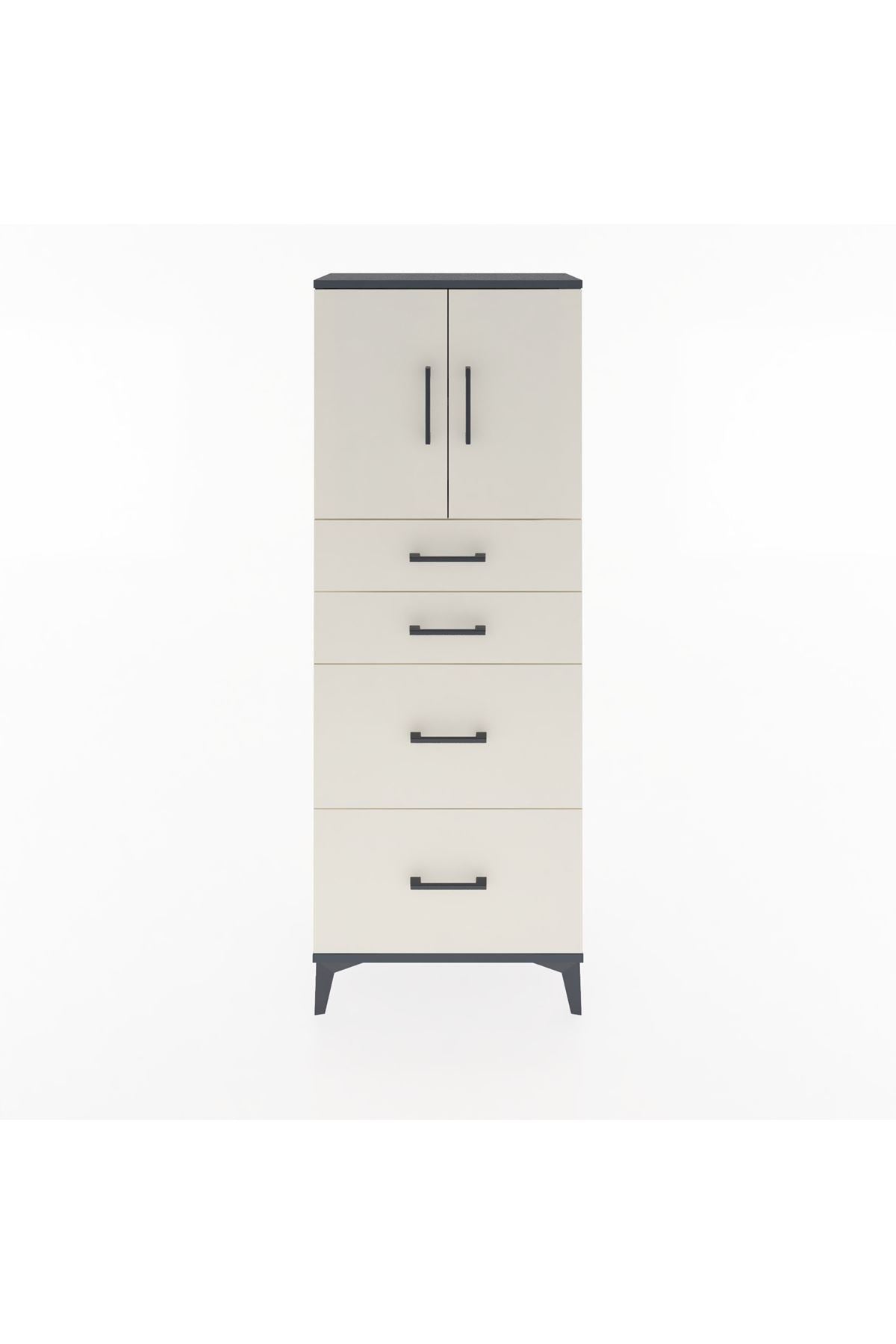 Arges Dolap 2 Raflı 4 Çekmeceli 2 Kapaklı 60x30x163 - S20M065V4A