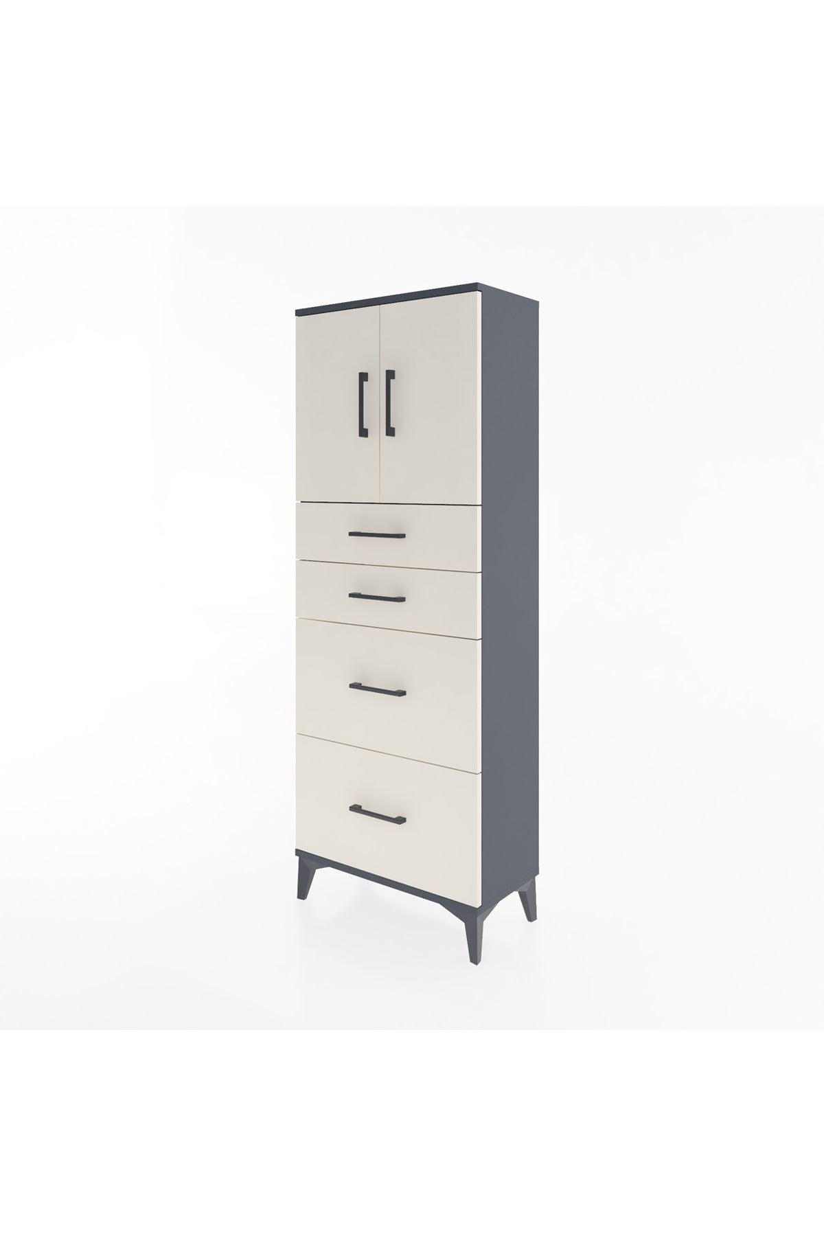 Arges Dolap 2 Raflı 4 Çekmeceli 2 Kapaklı 60x30x163 - S20M065V4A