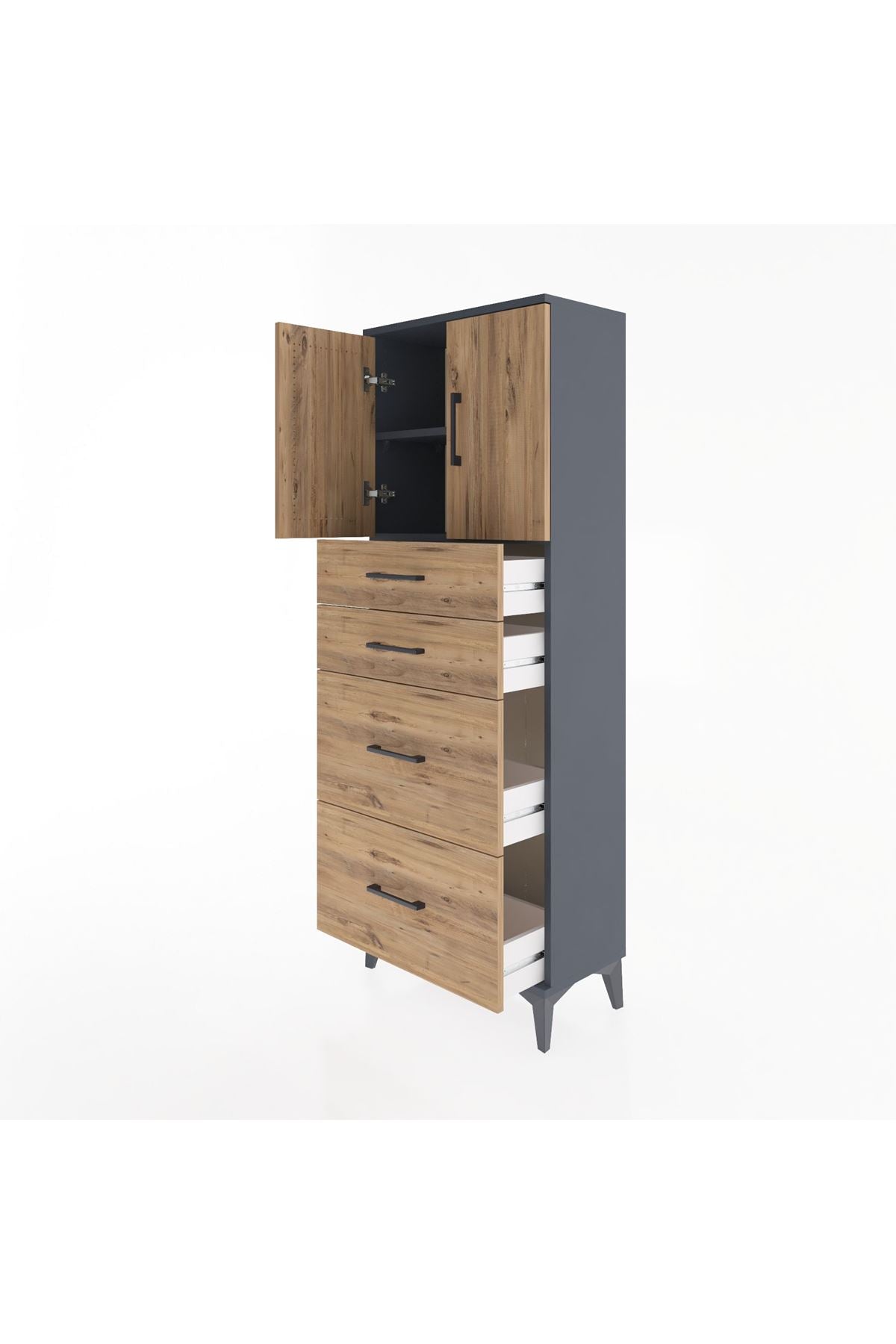 Arges Dolap 2 Raflı 4 Çekmeceli 2 Kapaklı 60x30x163 - S20M065V6A
