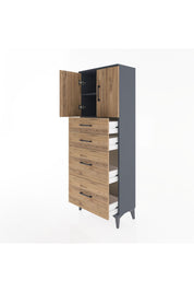 Arges Dolap 2 Raflı 4 Çekmeceli 2 Kapaklı 60x30x163 - S20M065V6A