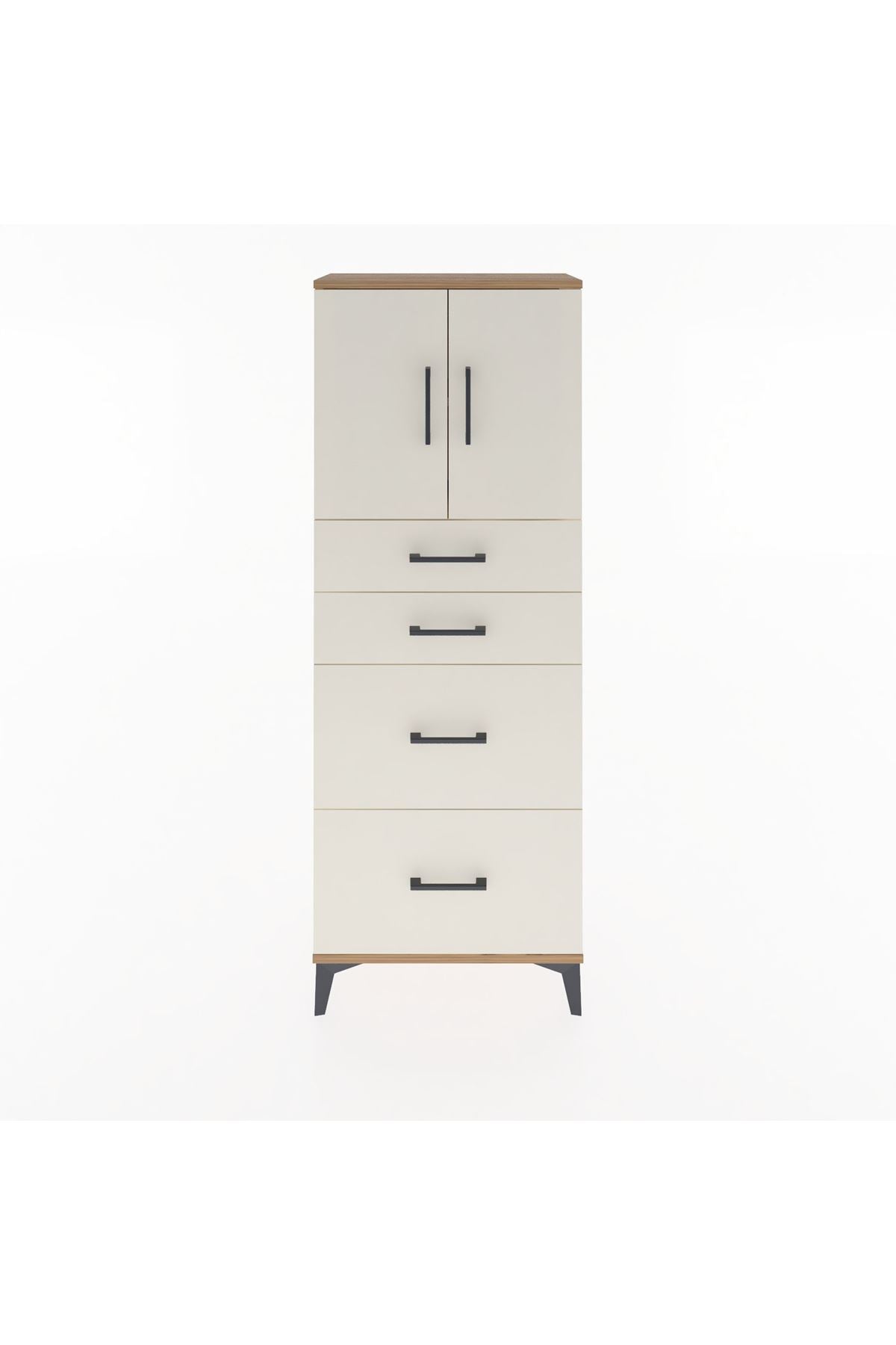 Arges Dolap 2 Raflı 4 Çekmeceli 2 Kapaklı 60x30x163 - S20M065V7A