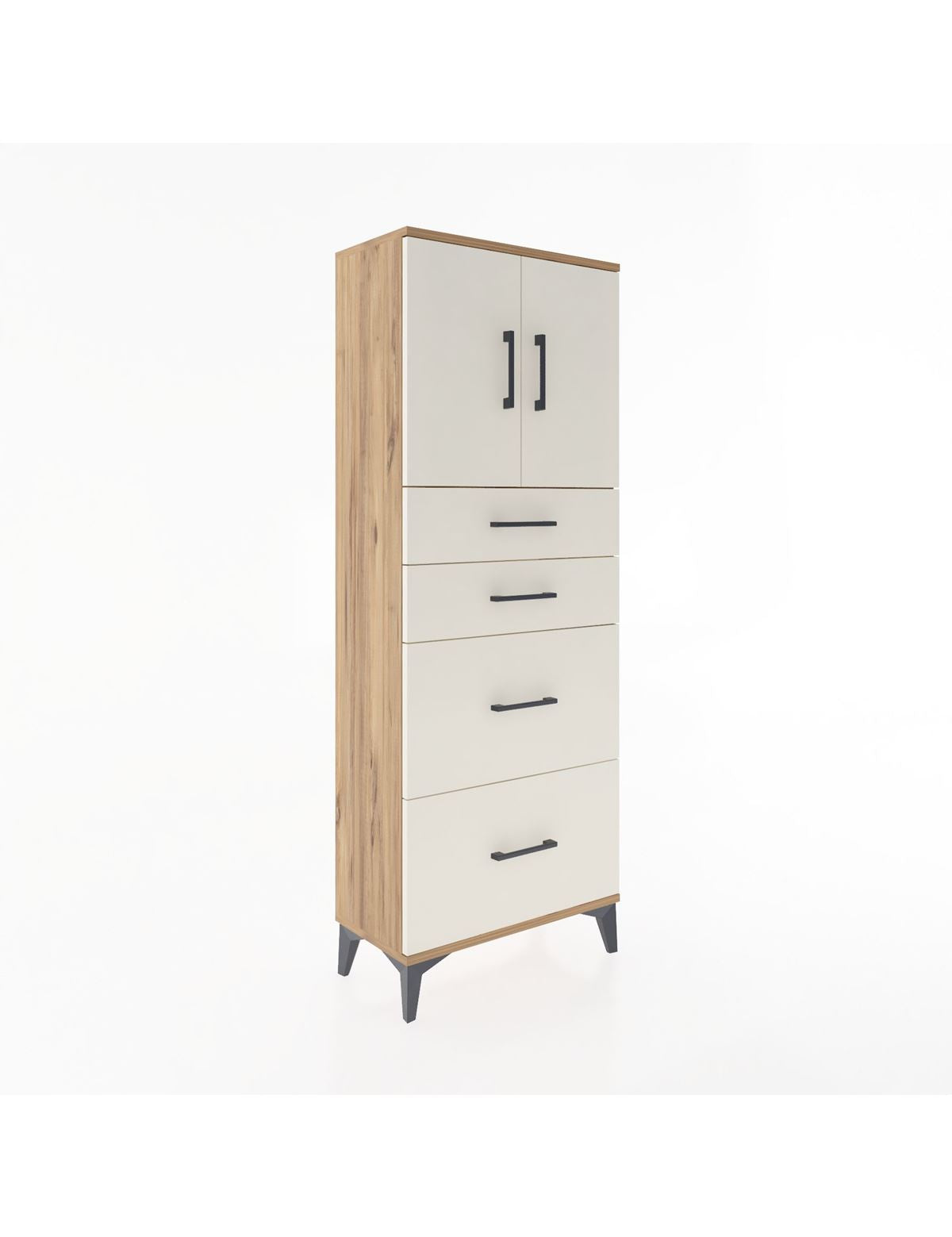 Arges Dolap 2 Raflı 4 Çekmeceli 2 Kapaklı 60x30x163 - S20M065V7A