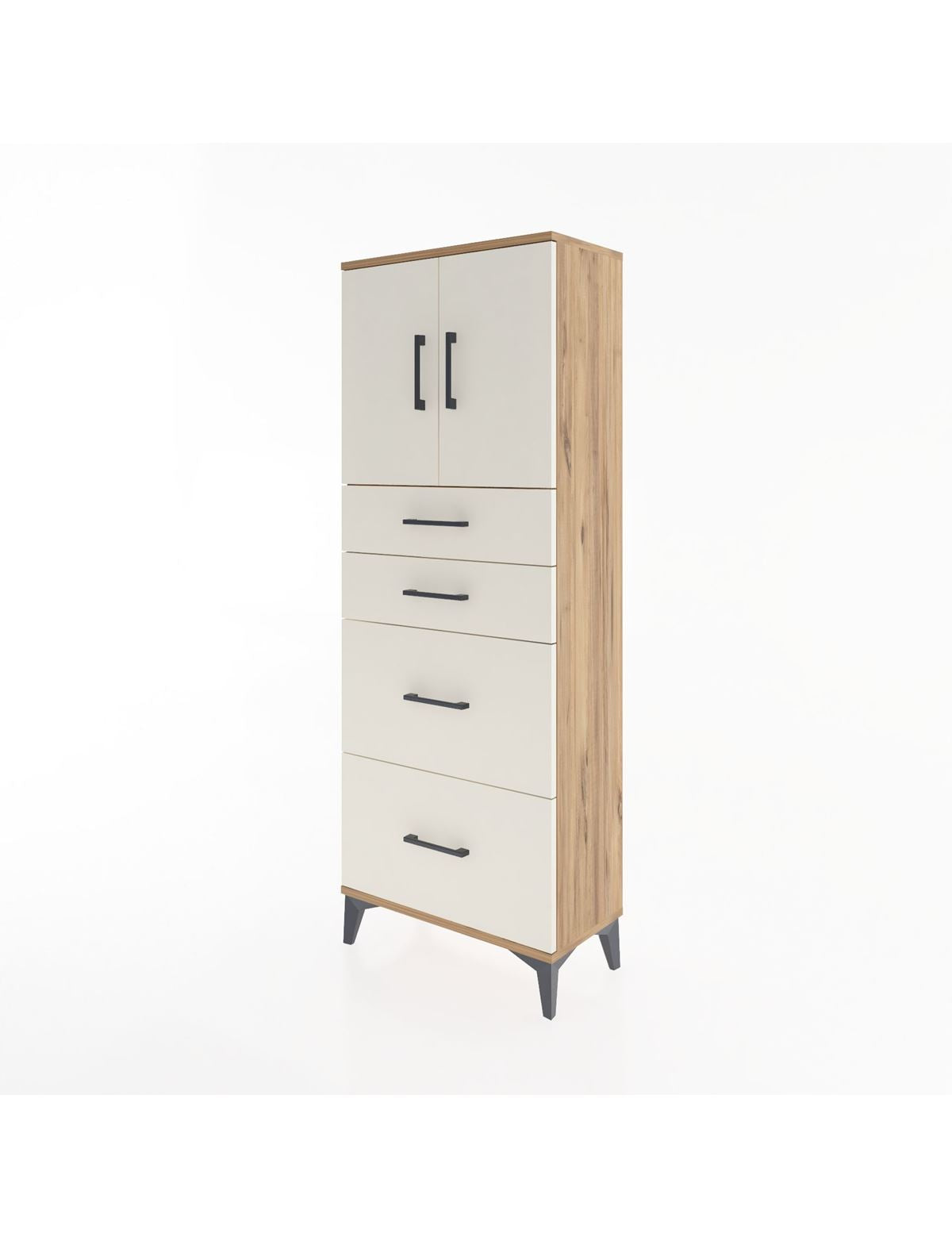 Arges Dolap 2 Raflı 4 Çekmeceli 2 Kapaklı 60x30x163 - S20M065V7A