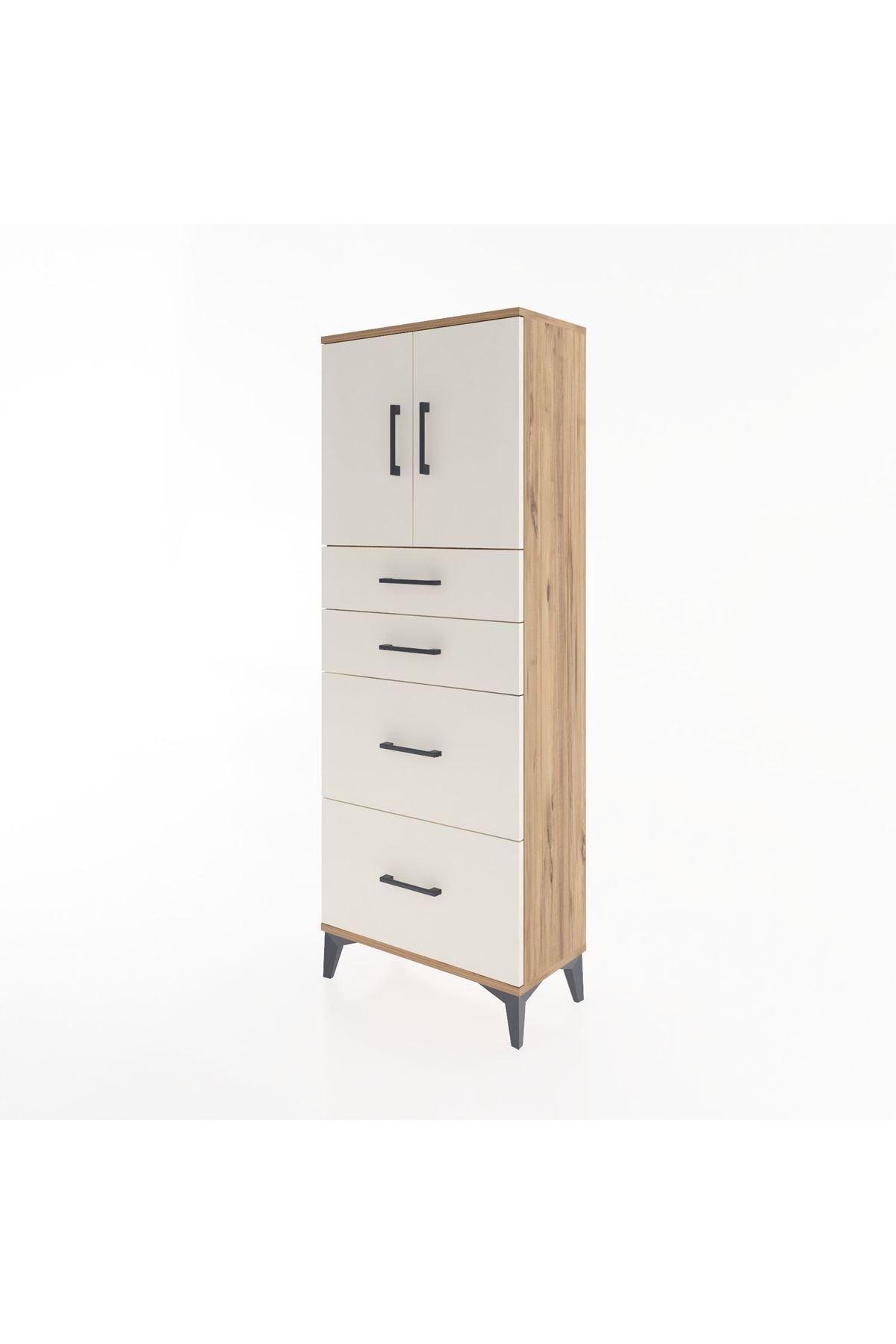 Arges Dolap 2 Raflı 4 Çekmeceli 2 Kapaklı 60x30x163 - S20M065V7A