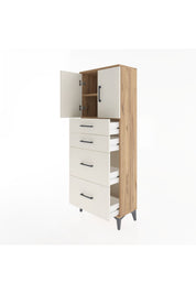 Arges Dolap 2 Raflı 4 Çekmeceli 2 Kapaklı 60x30x163 - S20M065V7A
